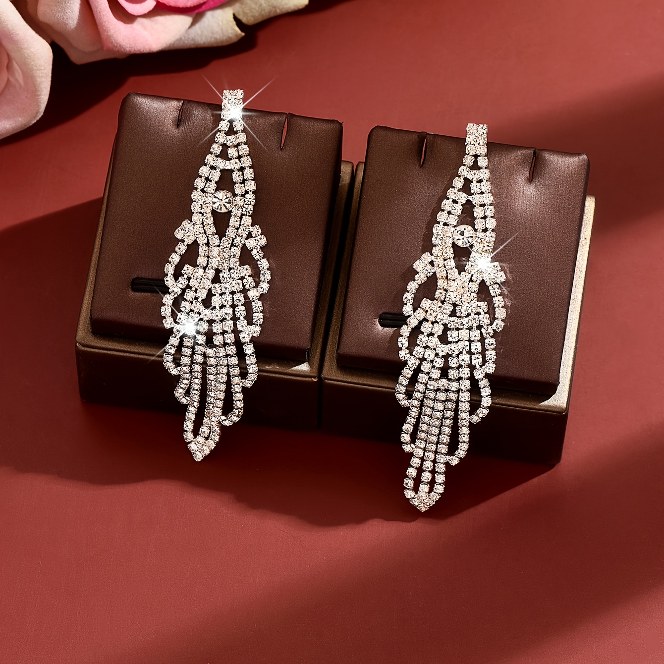 Women's Elegant Rhinestone Tassel Dangle Earrings